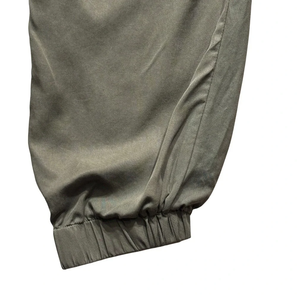 Blue Velvet Cargo Jogger Pants Women Large Olive Green Elastic Waist Drawstring